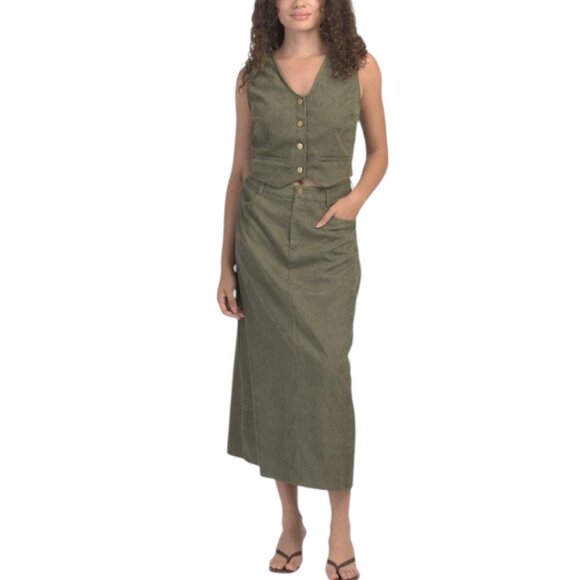 Gilli Dresses & Skirts - GILLI 2pc Corduroy Cropped Vest And Maxi Skirt Set